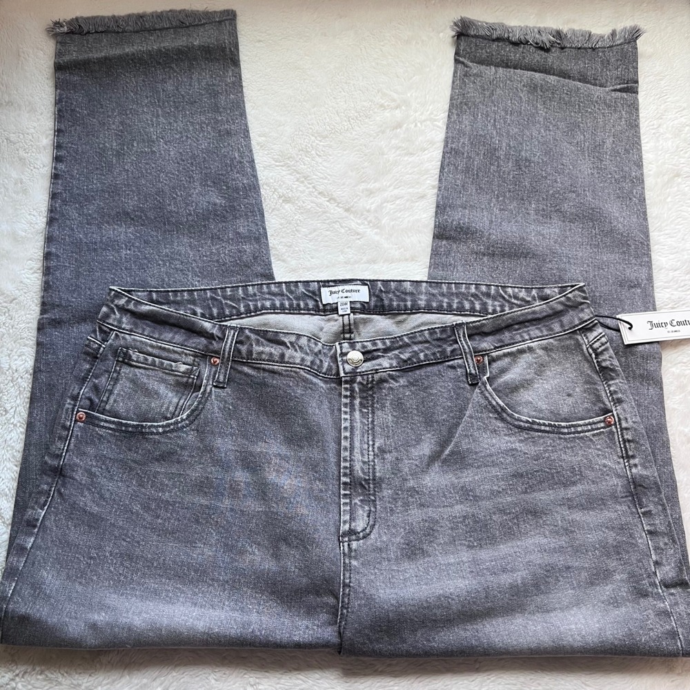 Juicy Couture Grey Marble Wash Straight Leg Jeans 20W JC238STRTP High Rise NWT